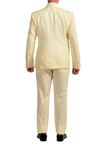 Pre-owned Dolce & Gabbana Men's "martini" Ivory Silk Wool Tuxedo Suit Us 44r It 54r In White