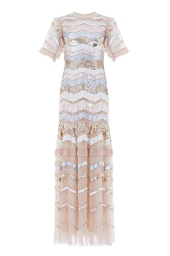Pre-owned Anthropologie Bhldn X Needle & Thread Alaska Sequin Maxi Dress $729 Sz 0 In Pink