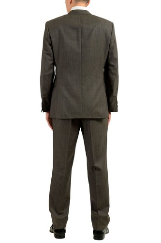 Pre-owned Hugo Boss "the Grand1/central1us" Men's 100% Wool Dark Brown Two Button Suit