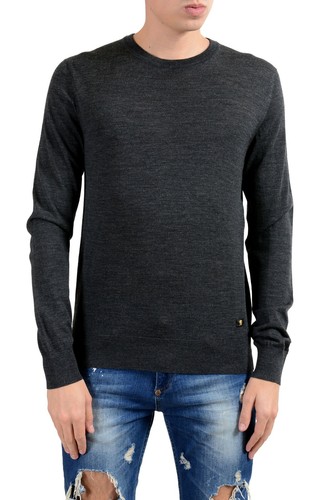 Pre-owned Versace Men's 100% Wool Gray Crewneck Sweater Size S M L