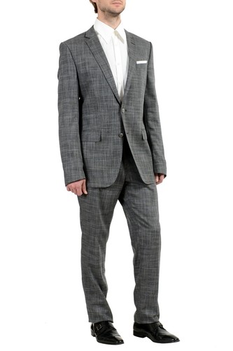 Pre-owned Hugo Boss "hutson4/gander1" Wool Multi-color Checkered Men's Suit Sz 42l 44r In Multicolor
