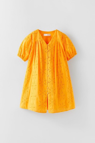 ZARA KIDS GIRL DRESS WITH SWISS EMBROIDERY Tangerine 4786