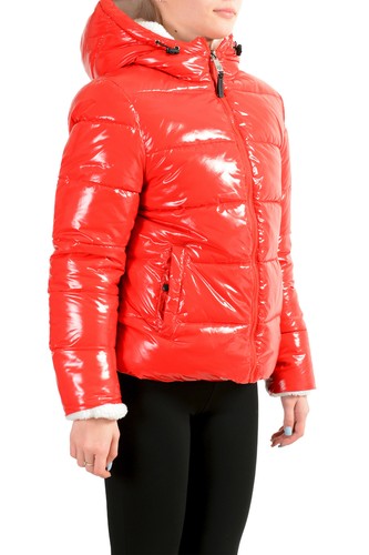PLEIN SPORT PLEIN SPORT DAMEN ROT MIT KAPUZE WENDBAR LOGO AUFDRUCK REISSVERSCHLUSS PARKAJACKE