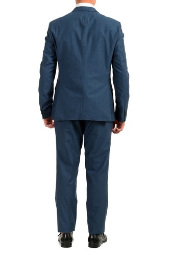 Pre-owned Hugo Boss Men's Reymond/wenten Extra Slim Fit Wool Two Button Suit Us 44r It 54r In Blue