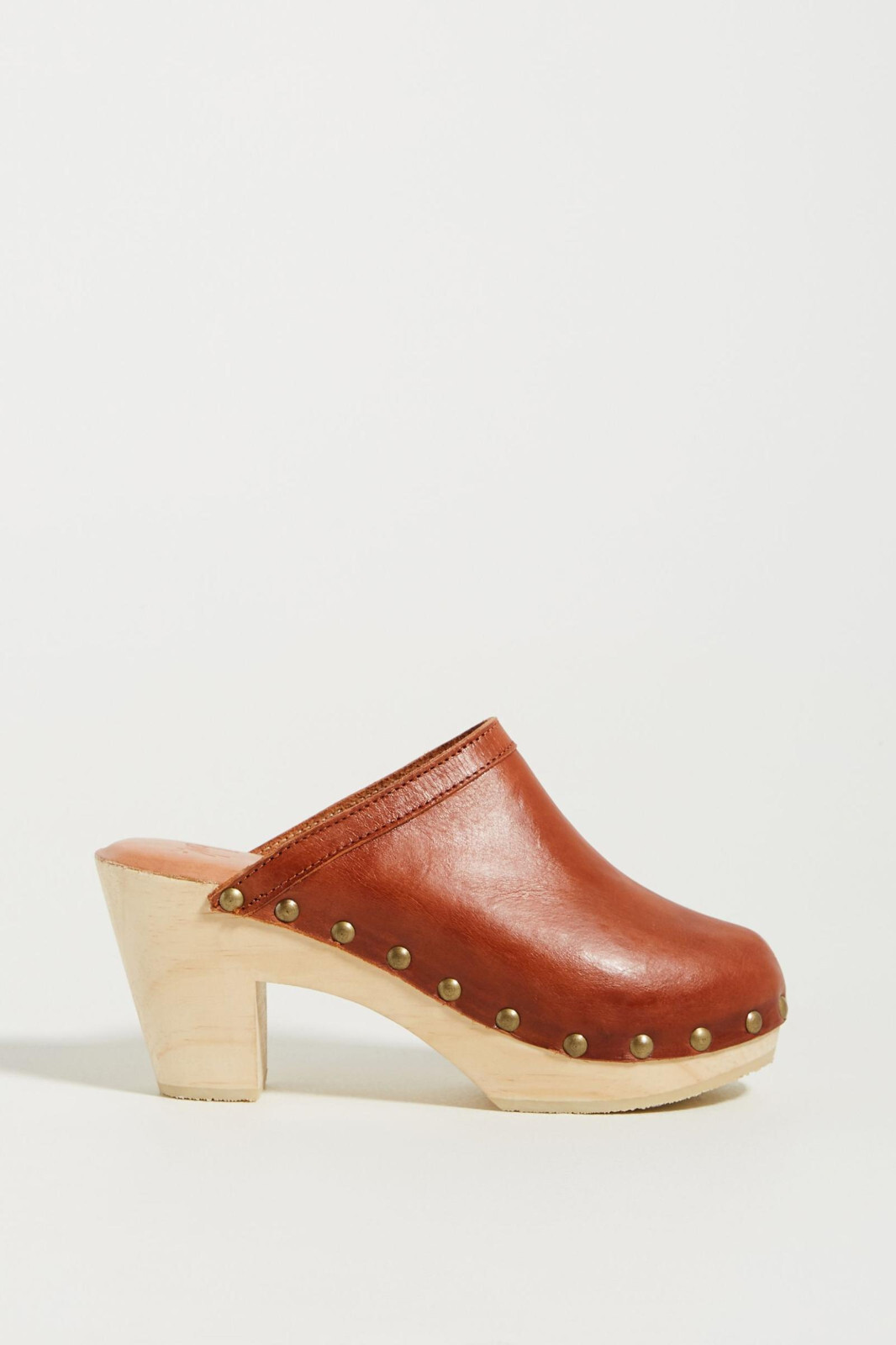 Pre-owned Beek Woodpecker Heeled Clogs Anthropologie Leather Studded Sandals Size 8 In Brown