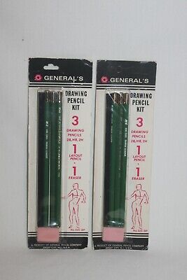 2 Vintage 1980's General's Drawing Pencil Kits No.525-BP Sealed NOS