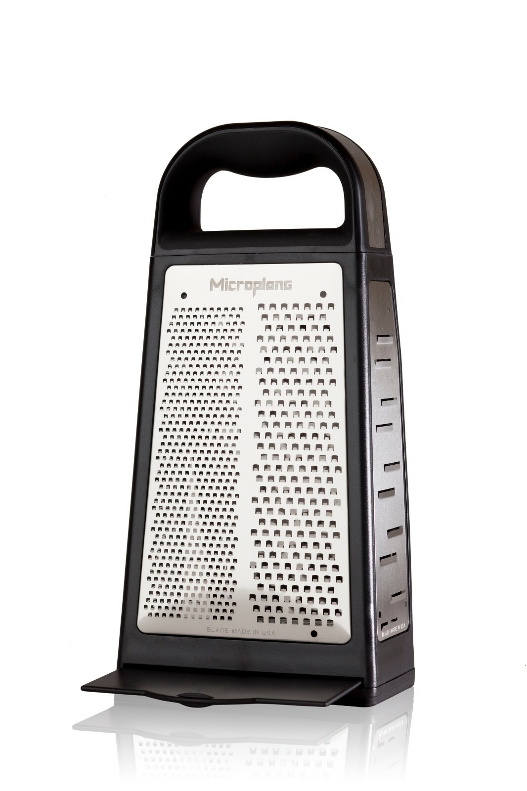 Microplane Elite Five Blade Four Sided Box Grater with Measuring Cup - Black