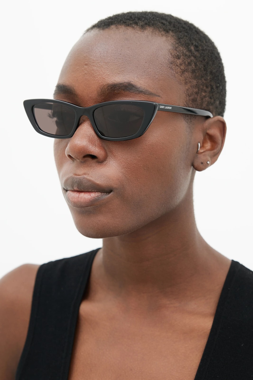 Pre-owned Saint Laurent Sl277 009 Black Black Cat Eye Unisex Sunglasses In Gray