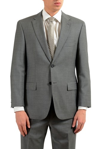 Pre-owned Hugo Boss "paolini1/movio1us" Men's 100% Wool Gray Two Button Suit