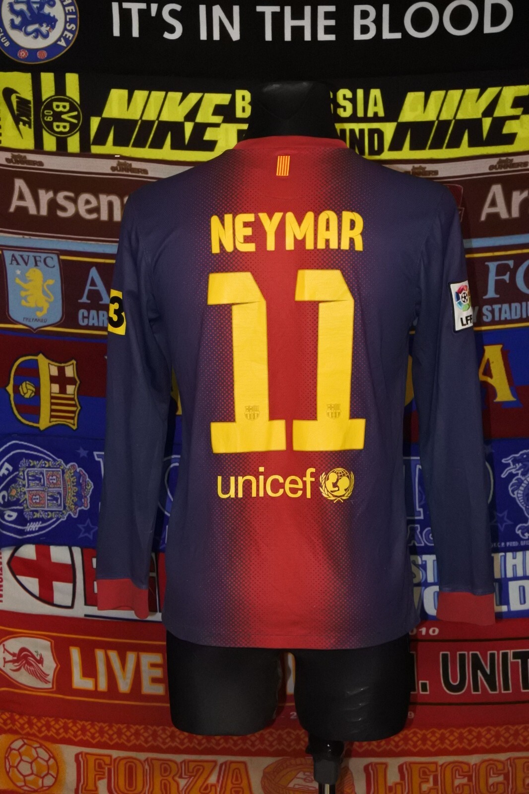 4/5 Barcelona adults S #11 Neymar 2012 l/s home football
