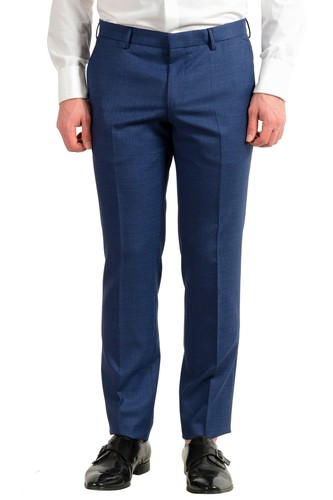 Pre-owned Hugo Boss Men's "novan5/ben2" Slim Fit 100% Wool Blue Two Button Suit