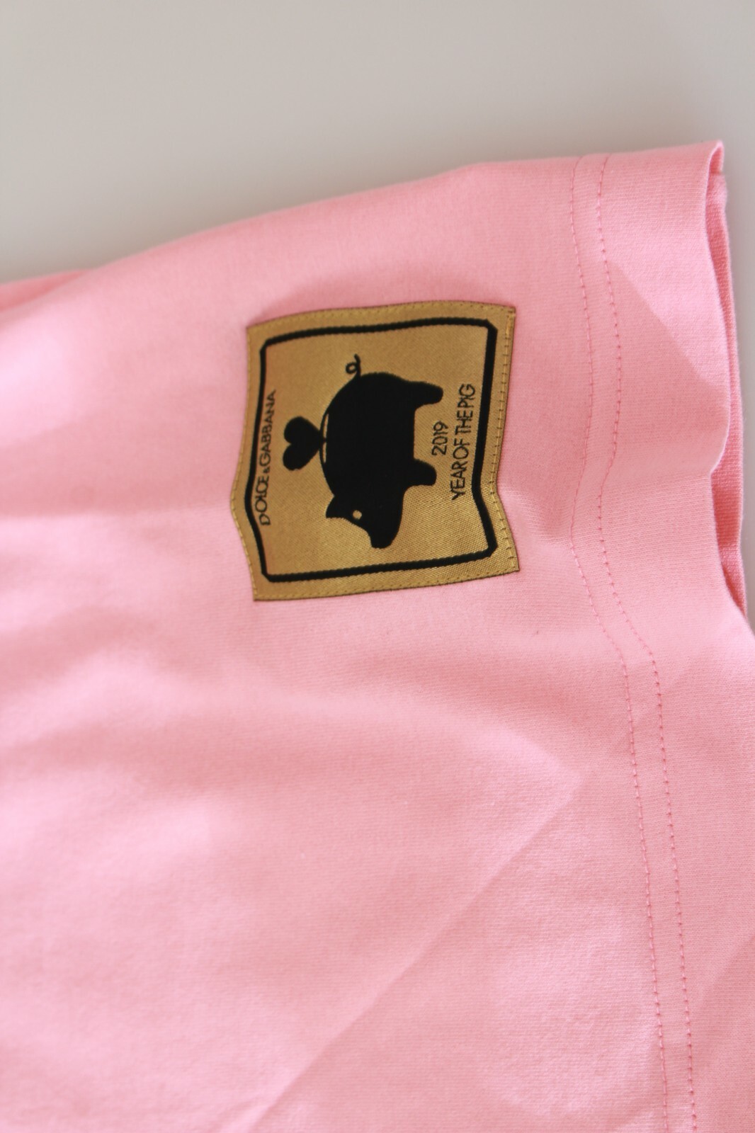 Pre-owned Dolce & Gabbana T-shirt Top Cotton Pink Year Of The Pig It38 / Us4 / Xs Rrp $400