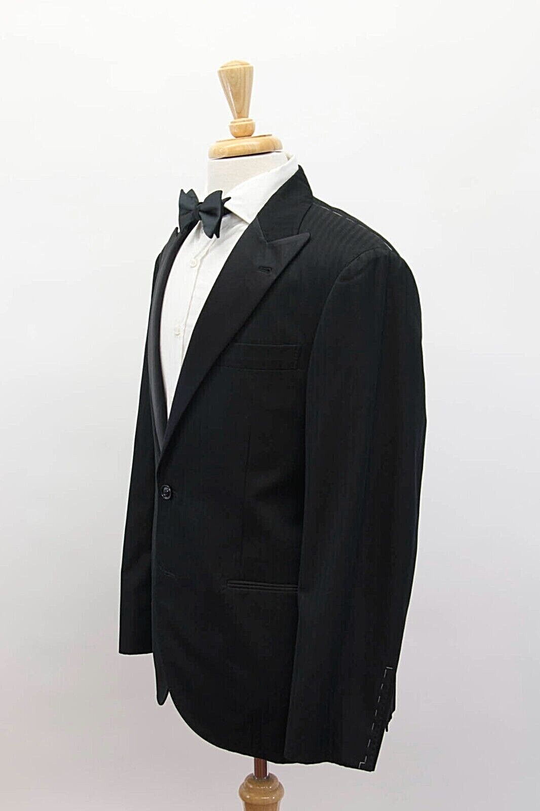 Pre-owned Brunello Cucinelli $5495  Men's Herringbone 2-piece Tuxedo Suit A238 In Black