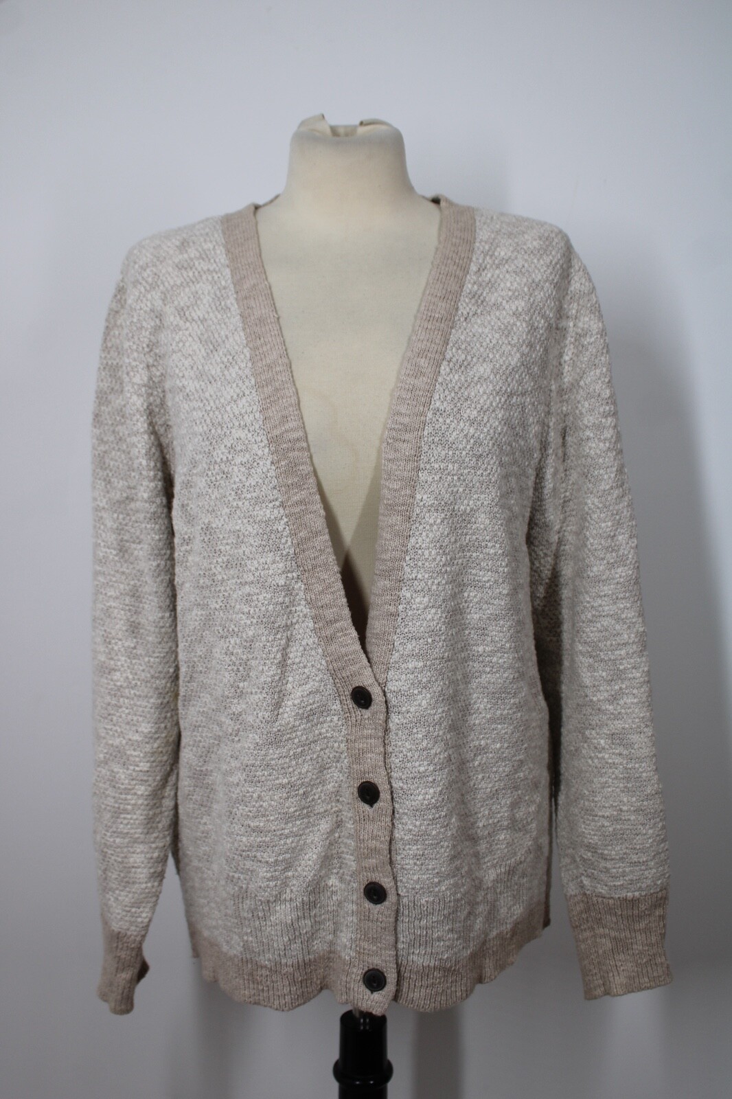 LL Bean L Signature Oatmeal Beige Cotton Linen Ragg Cardigan LL Bean L Signature Oatmeal Beige Cotton Linen Ragg Cardigan