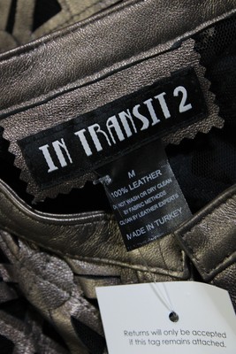 TRANSIT IN TRANSIT WOMENS LASER CUT METALLIC MESH LEATHER JACKET BROWN BLACK SIZE MEDIUM