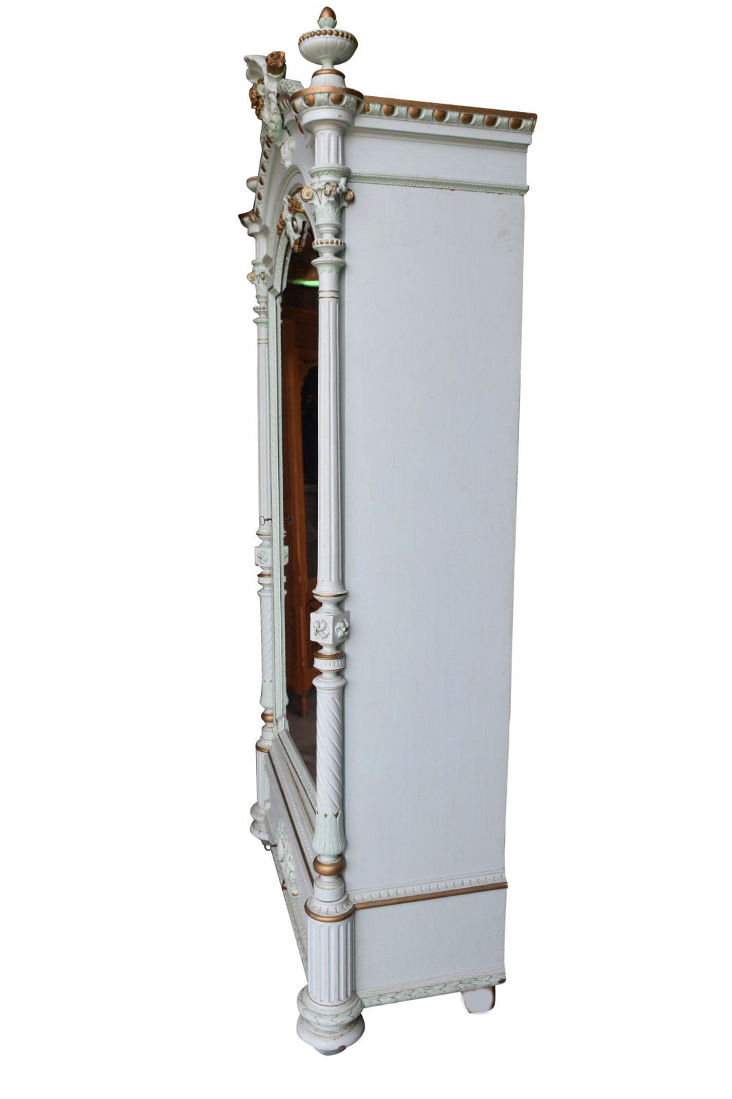Lovely Painted French Armoire, Single Mirrored Door, 19th Century