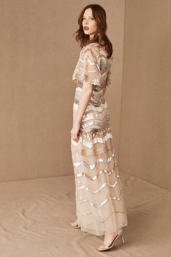 Pre-owned Anthropologie Bhldn X Needle & Thread Alaska Sequin Maxi Dress $729 Sz 0 In Pink