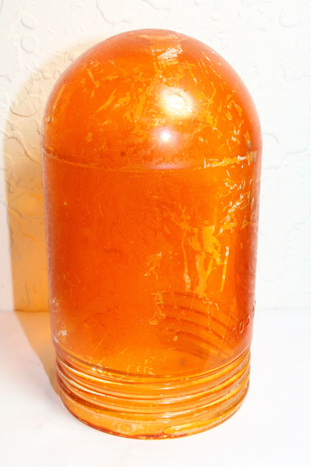 Amber Orange Painted Glass Globe Nautical Ship Police Fire Industrial P C Co