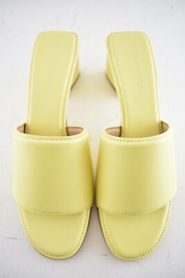 Pre-owned Bottega Veneta Band Lemonade Yellow Leather Sandal Backless Mule Heel Pump 38