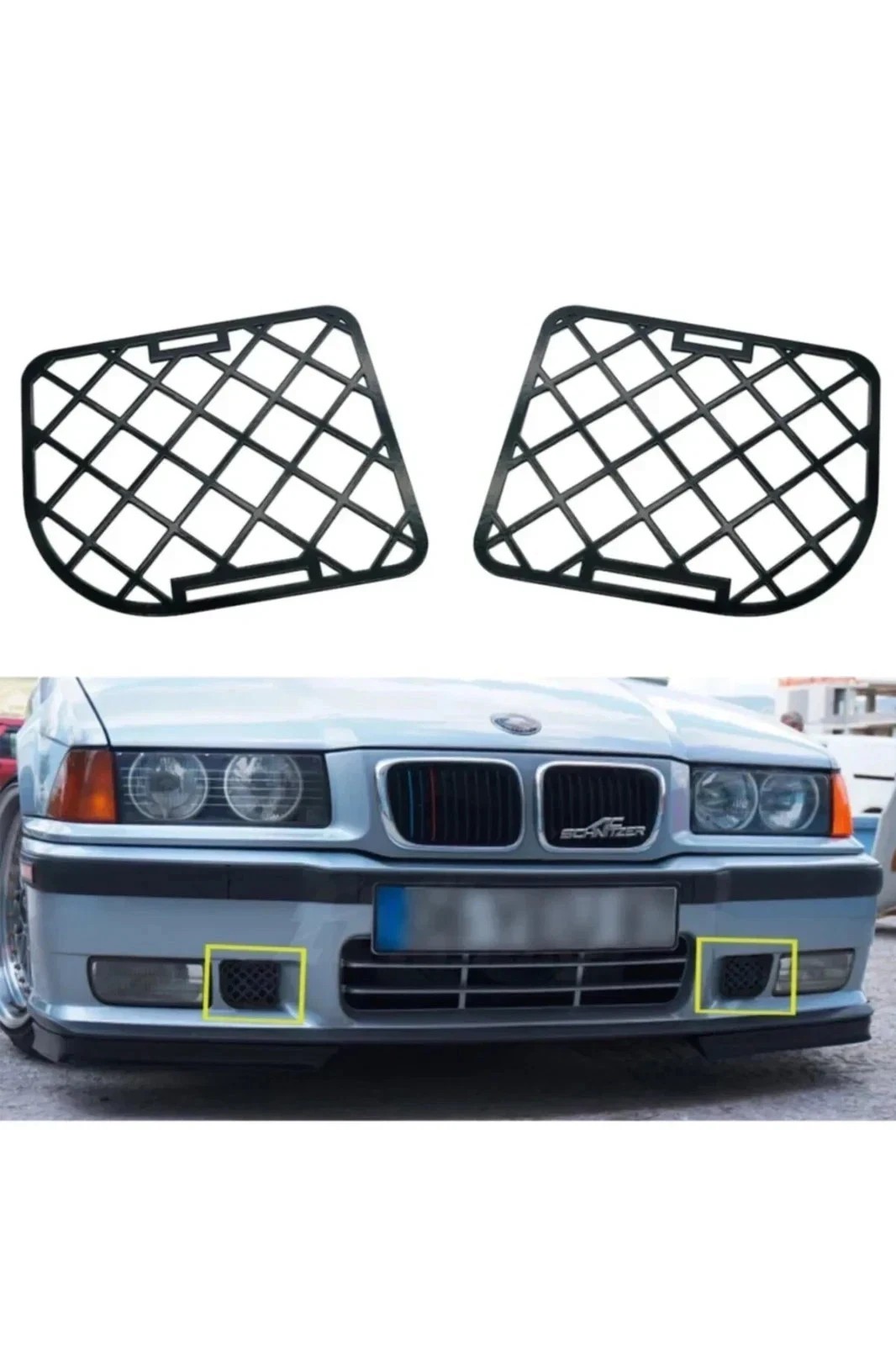 Fit For M3 BMW E36 1992-1999 Bumper Metal Grille Set 2 pcs