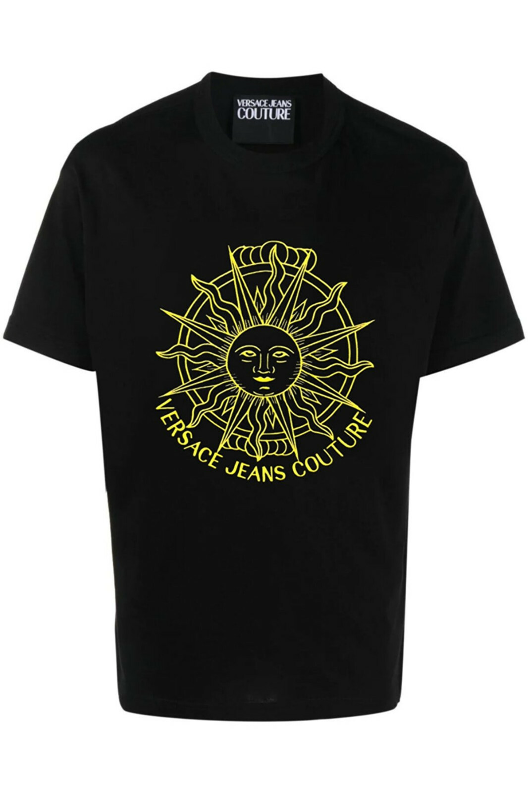 VERSACE JEANS COUTURE SUN EMBROIDERED LOGO T SHIRT-BLACK