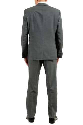 Pre-owned Hugo Boss "halsey2/merrill2" Men's 100% Wool Gray Two Button Suit