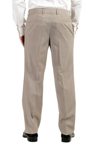 Pre-owned Hugo Boss "c-pasini/c-movie" Men's 100% Wool Beige Two Button Suit