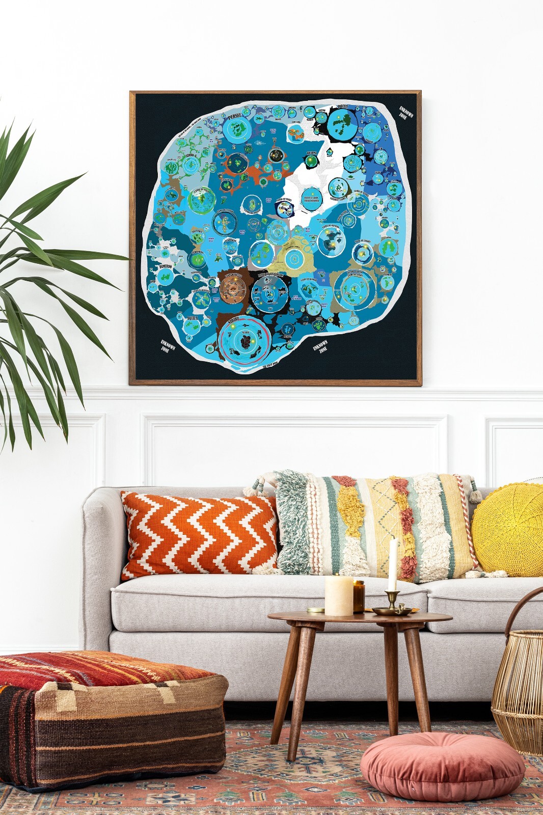 Flat Earth Map Terra Infinita Realm Poster Lands Beyond The Ice Wall Art Print