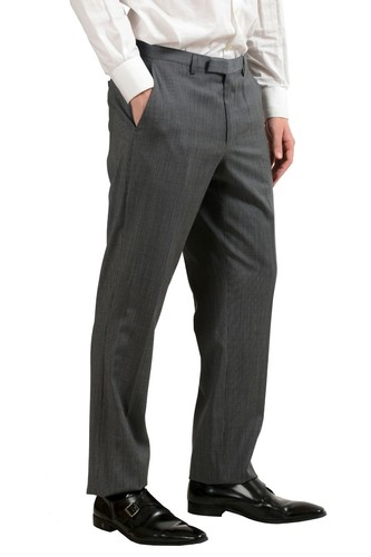 Pre-owned Hugo Boss "the James4/sharp6" Men's 100% Wool Two Button Suit Us 40l It 50 In Gray