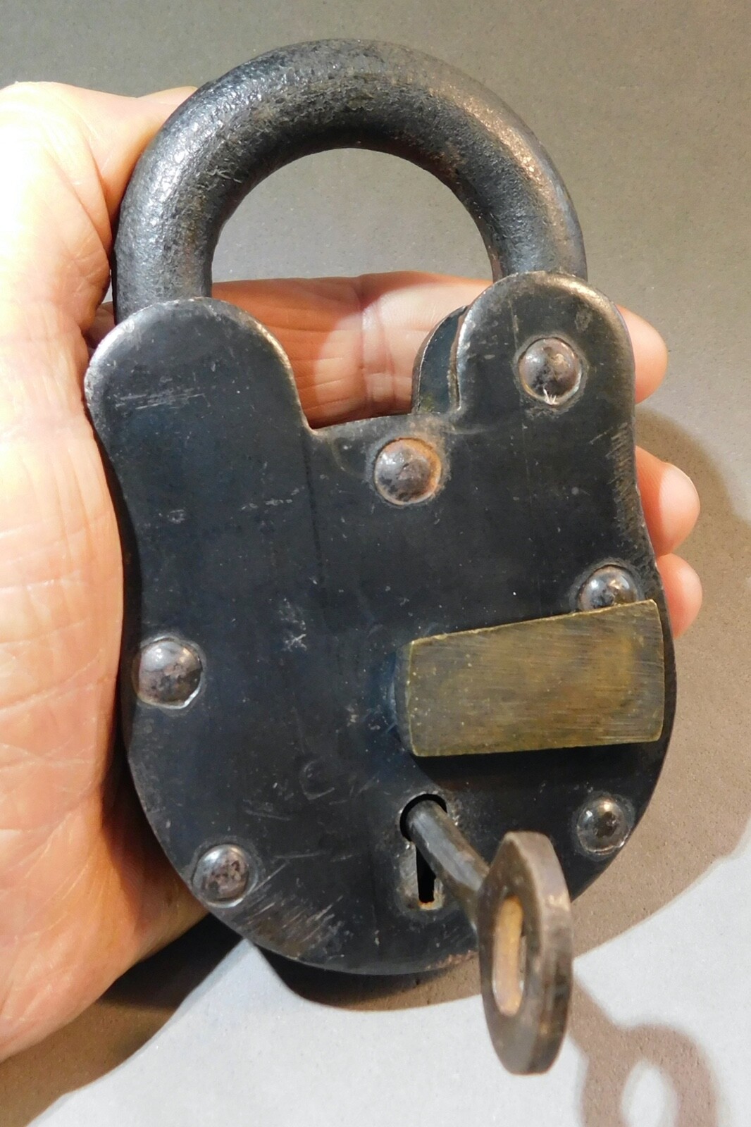 Antique Heavy Cast & Wrought Iron Strong Box Lock & Key / working