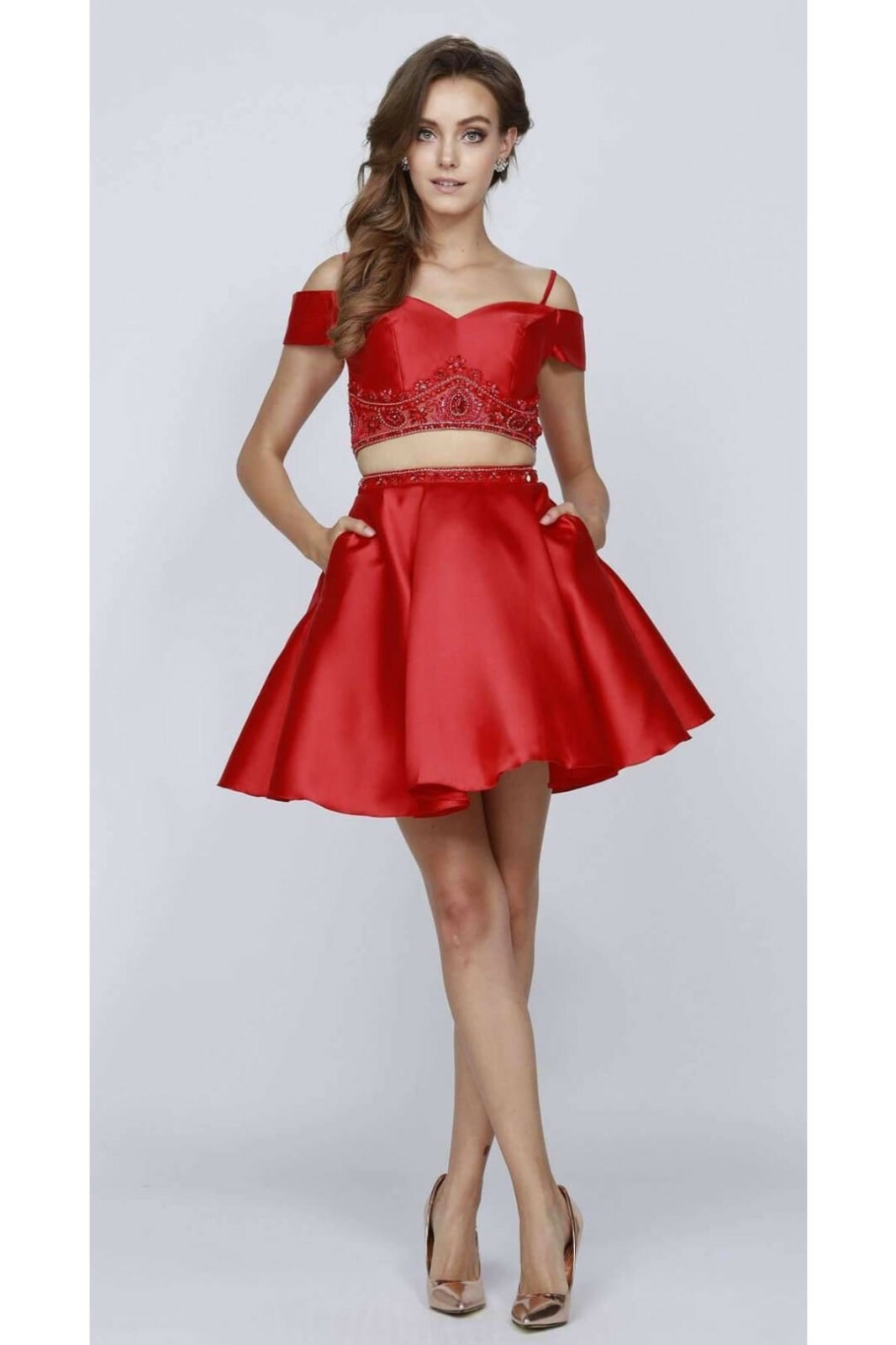 Pre-owned Designer Sale Homecoming Queen Short Two Piece Prom Dress Cocktail Semi Formal Party