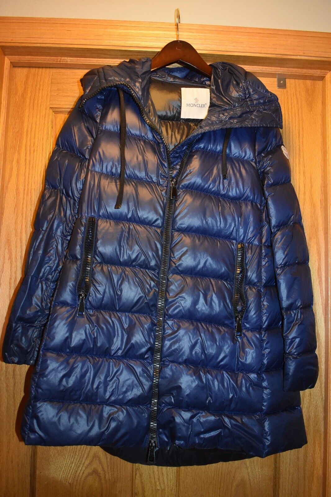 Moncler Hooded Down Long Jacket Doudoune Legere Size 1 Navy Moncler Hooded Down Long Jacket Doudoune Legere Size 1 Navy