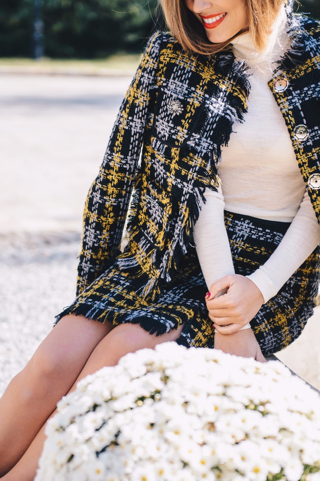 Pre-owned H&m Erdem X  2 Pc Suit Wool Blend Jacket Skirt Black Gold Tweed 4 Ships Today