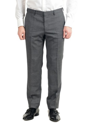 Pre-owned Hugo Boss "novan6/ben2" Men's 100% Wool Slim Gray Two Button Suit