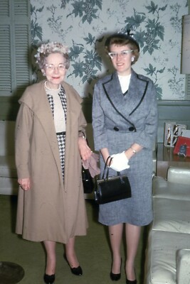 1961 Women Fashion Original 35mm Slide Sunday Best Hats Purses