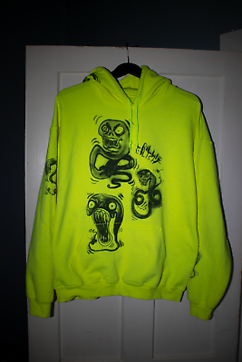Rare Billie Eilish 2019 World Tour Hoodie Sweatshirt LARGE Neon