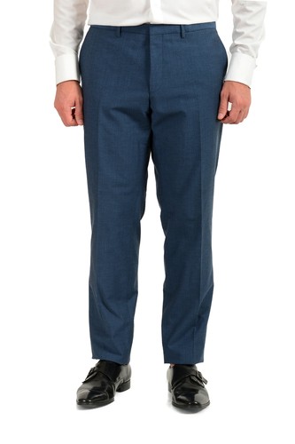 Pre-owned Hugo Boss Men's Reymond/wenten Extra Slim Fit Wool Two Button Suit Us 44r It 54r In Blue