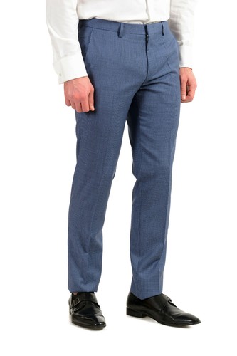 Pre-owned Hugo Boss Men's "huge6/genius5" Slim Fit Blue 100% Wool Two Button Suit