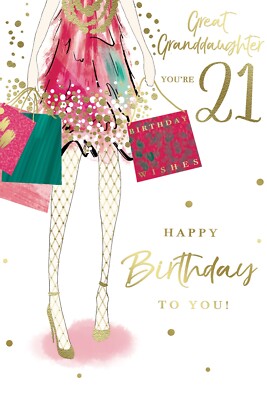 Great Granddaughter You're 21 Happy Birthday 21st Stylish