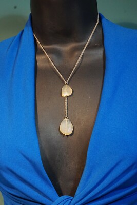 CL Signed Exquisite Sterling Silver Faceted Lemon Quartz Pendant Necklace 16''L