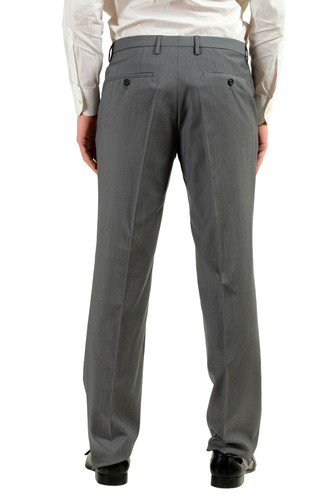 Pre-owned Hugo Boss "kings/central_1" Men's 100% Wool Striped Gray Two Button Suit