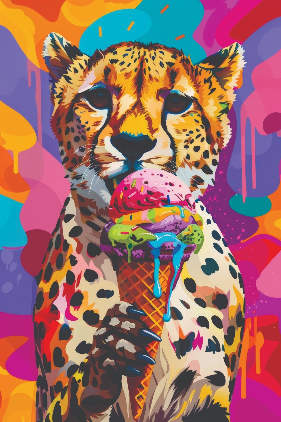 CHEETAH BANKSY GRAFFITI POP ART PRINT/POSTER CANVAS/SATIN