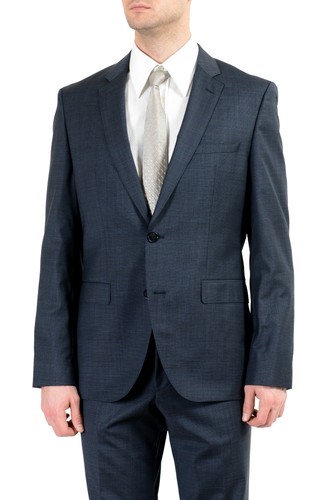 Pre-owned Hugo Boss "c-jefferd/c-stedson" Men's 100% Wool Two Button Suit Us 40r It 50r In Blue