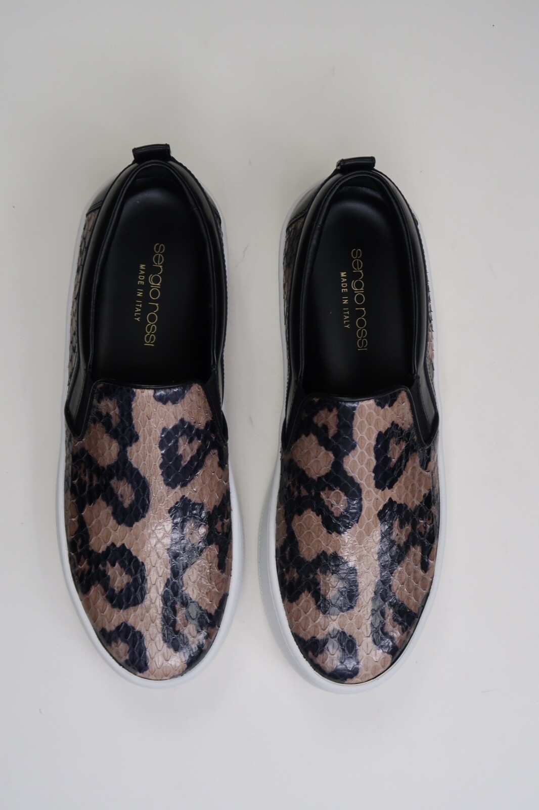 Pre-owned Sergio Rossi Leather Snakeskin Embossed Slip On Sneakers Women Size 36 Shoes In Multicolor