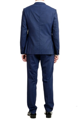 Pre-owned Hugo Boss "novid/bristow" Men's 100% Wool Blue Slim Two Button Suit