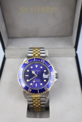 St. Moritz Aquamatic Blue Submariner Automatic Swiss Watch w/ Box, working