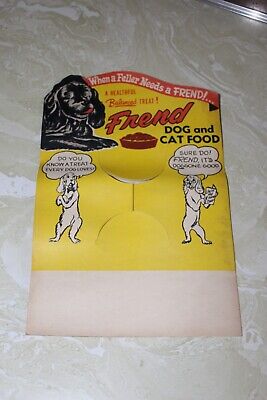 As Found, NOS, Frend Dog & Cat Food Vintage Advertising Sign 12'' x 8'', Cardboard
