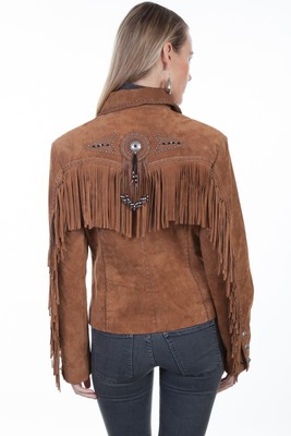 Pre-owned Scully Womens Cinnamon Boar Suede Jacket In Brown