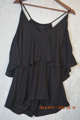 Pixi + Ivy  Romper Women's Small Black Sleeveless Ruffled