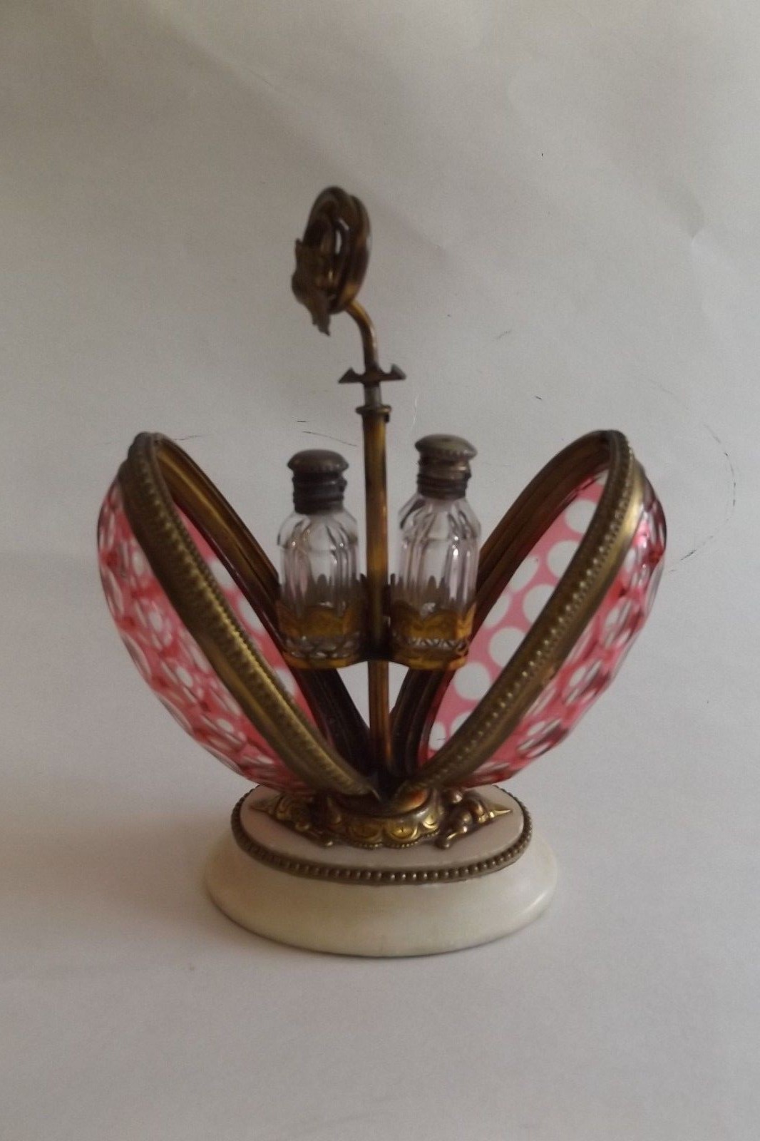 19th Century French Cranberry Glass and Vermeil Perfume Casket